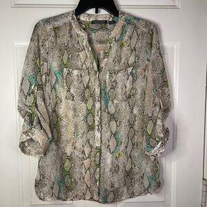 Covington essentials animal print‎ button down blouse.